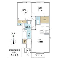 ル・ジャルダンB 2LDKの間取図画像