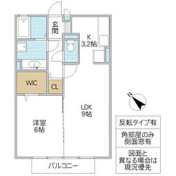 プランドール清水 1LDKの間取図画像