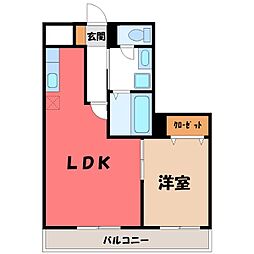 ヴァンヴェストB 1LDKの間取図画像