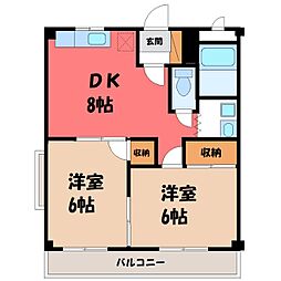 コーポK-1 2DKの間取図画像