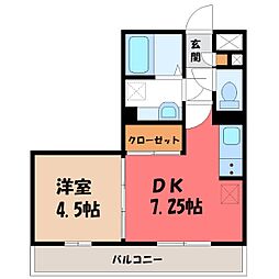 サンブリエ 1DKの間取図画像