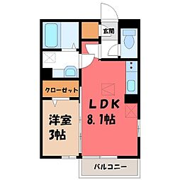 シャトレグラン 1LDKの間取図画像