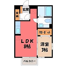 メゾンソニアB 1LDKの間取図画像