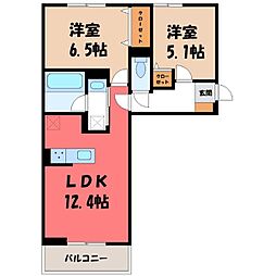 前橋市天川原町1丁目アパート 2LDKの間取図画像