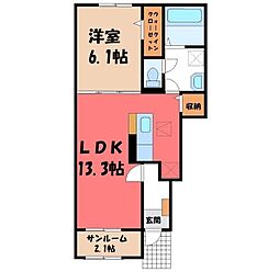 ベルカーム 1LDKの間取図画像