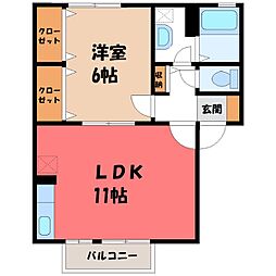 フォンティーヌD 1LDKの間取図画像