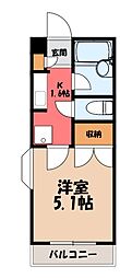 リトルバード 1Kの間取図画像