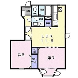サンライトフォレスタB 2LDKの間取図画像