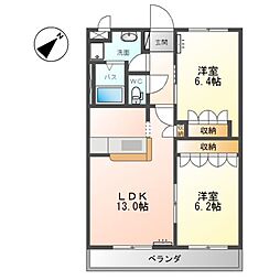 アプリコット 2LDKの間取図画像