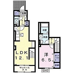 ウエストグレイス 1LDKの間取図画像