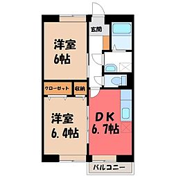 サニーホームズB 2DKの間取図画像