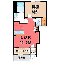 前橋市朝倉町アパート 1LDKの間取図画像