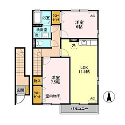 クラージュタウン A 2階/-