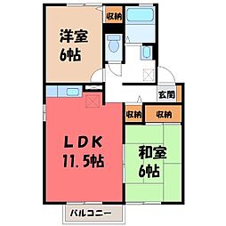 ラフィーネ安野B 2LDKの間取図画像
