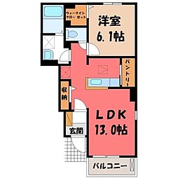 ブレシアB 1LDKの間取図画像