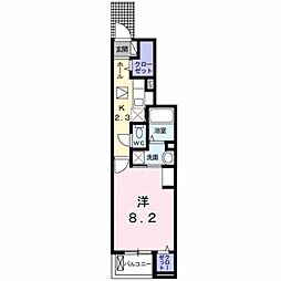 アベリア 1Kの間取図画像