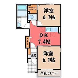 プラシードKi1 2DKの間取図画像