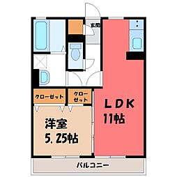 コージーネストB 1LDKの間取図画像
