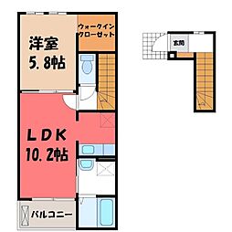 カーサ・エテルノA 1LDKの間取図画像