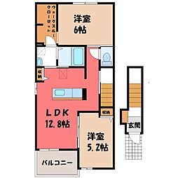 イリーデディーオカーサ 2LDKの間取図画像