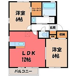 リビングタウン本庄A 2LDKの間取図画像