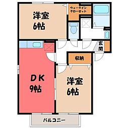 ポルトス元町C 2DKの間取図画像