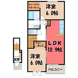メゾンフォレストB 2LDKの間取図画像