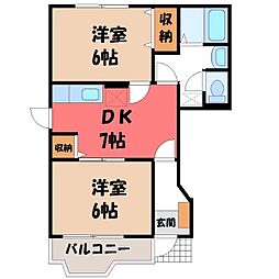 ソレアードA 2DKの間取図画像