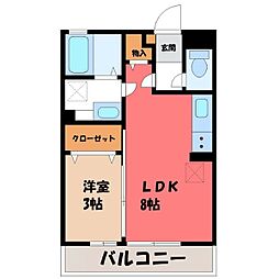 マリオーネ八千代 1LDKの間取図画像