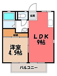 プラザ片岡 1LDKの間取図画像