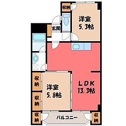 寿ハイツ 2LDKの間取図画像