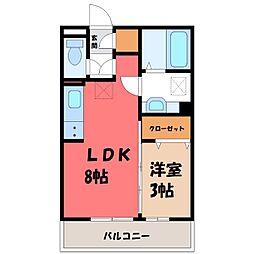 ブルースカイ 1LDKの間取図画像