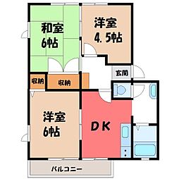 ヴィラパストラルB 3DKの間取図画像