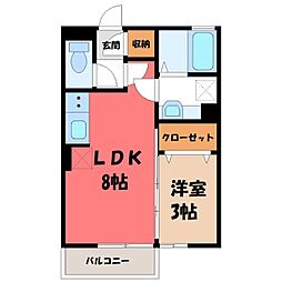 フォンテーヌA 1LDKの間取図画像