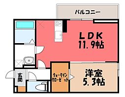 D-ROOM三河町 1LDKの間取図画像