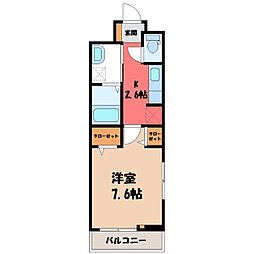 グランテラス3 1Kの間取図画像
