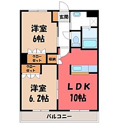 クレシアA 2LDKの間取図画像