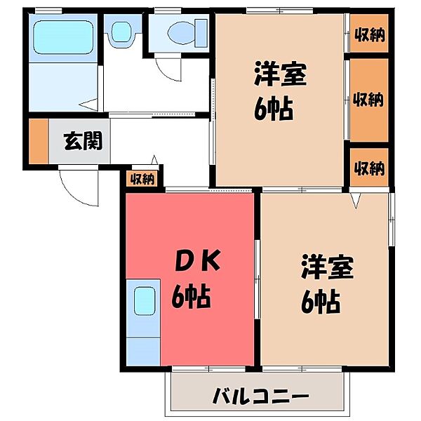 ミレニアム ｜群馬県伊勢崎市除ケ町(賃貸アパート2DK・1階・43.75㎡)の写真 その2