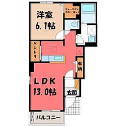 アルドール 1LDKの間取図画像