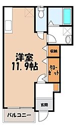 グリーンハイム 1Kの間取図画像
