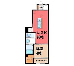カーサピアッタ 1LDKの間取図画像