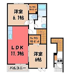 プメハナ 2LDKの間取図画像