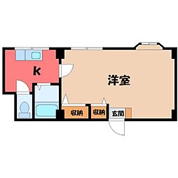 レジデンスカープ前橋 1Kの間取図画像