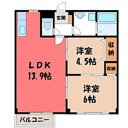 スカイハイツ 2LDKの間取図画像