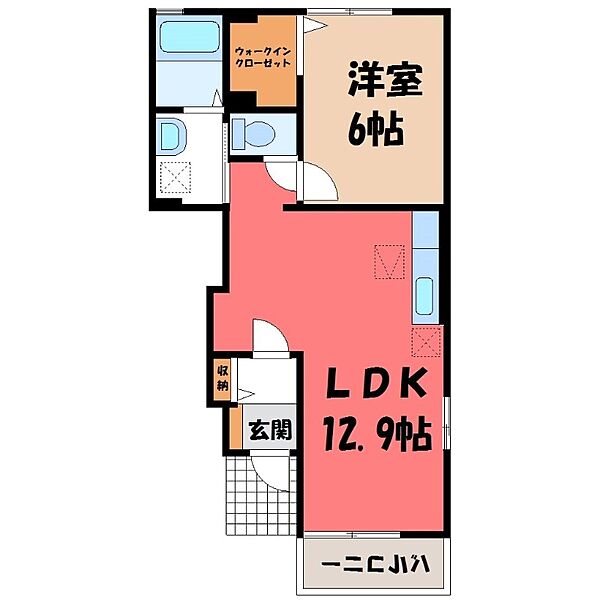 アルバマーレ B ｜群馬県伊勢崎市田部井町3丁目(賃貸アパート1LDK・1階・42.98㎡)の写真 その2