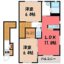 群馬県伊勢崎市西久保町2丁目（賃貸アパート2LDK・2階・61.20㎡） その2