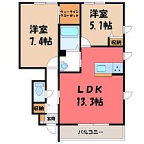 群馬県伊勢崎市連取町（賃貸アパート2LDK・1階・58.27㎡） その2