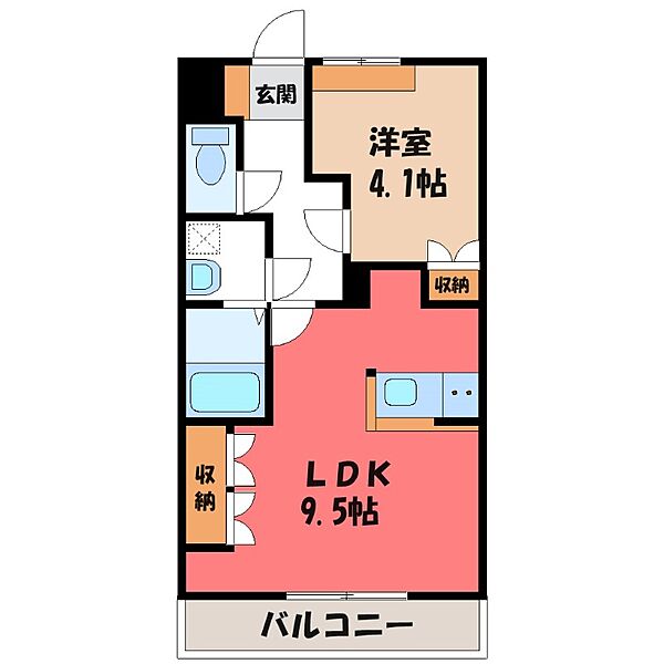 コンフォート チェンバー ｜群馬県伊勢崎市山王町(賃貸アパート1LDK・2階・36.00㎡)の写真 その2