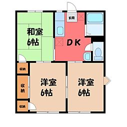 東武伊勢崎線 剛志駅 4.1kmの賃貸アパート 1階3DKの間取り