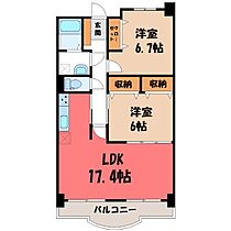 群馬県前橋市天川大島町（賃貸マンション2LDK・6階・67.66㎡） その2